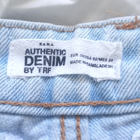 Zara Denim High Waisted Yellow Striped Jeans Shorts Sz 2 - Picture 9 of 16